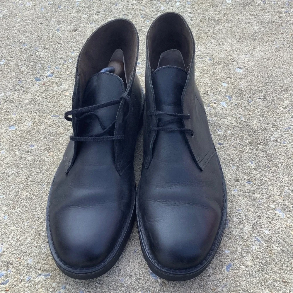 Clarks Desert Boots Mens 12 Black Leather Chukka Ankle Boots 261295277110